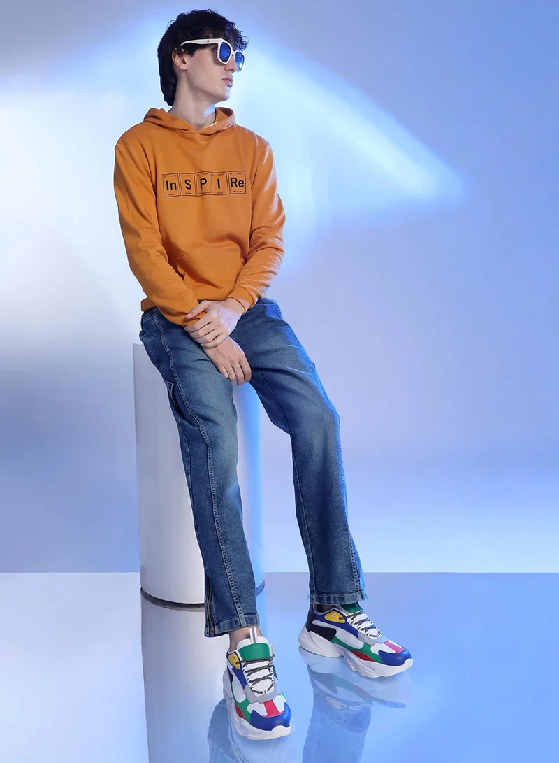 كامبوس سوترا Men's Mustard Yellow Inspire Hoodie With Kangaroo Pocket