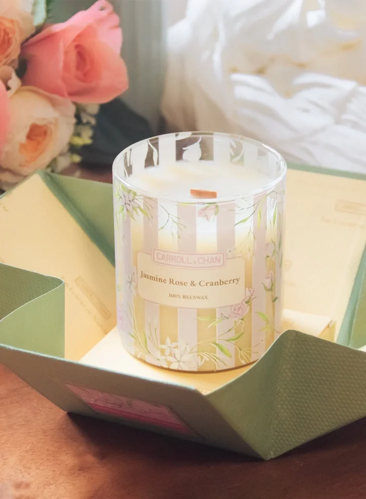 CARROLL & CHAN Jasmine Rose Cranberry beeswax jar candle