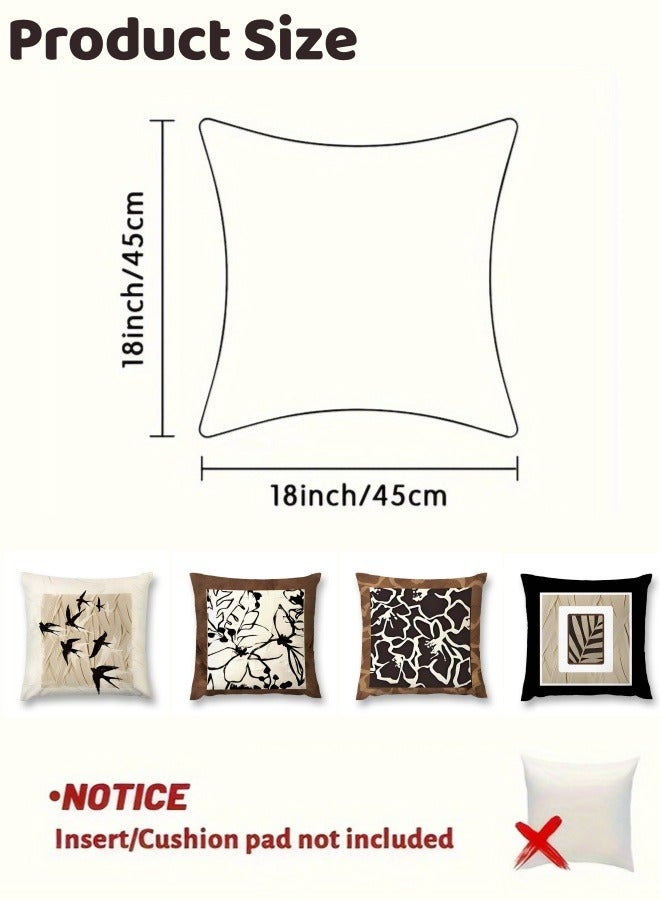 Optico Throw Pillow Covers, Set of 4 Cushion Covers 18x18 inch Pillow Covers Living Room Pillow Covers Fabric Pillow Case for Sofa Car Beach Bedroom Cushion Cover - Image 4