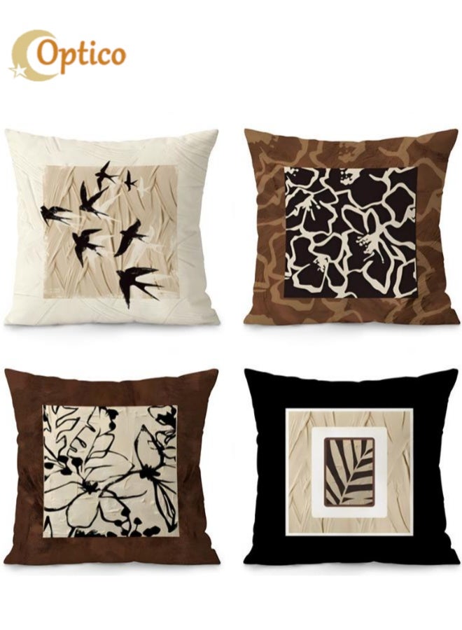 Optico Throw Pillow Covers, Set of 4 Cushion Covers 18x18 inch Pillow Covers Living Room Pillow Covers Fabric Pillow Case for Sofa Car Beach Bedroom Cushion Cover - Image 1
