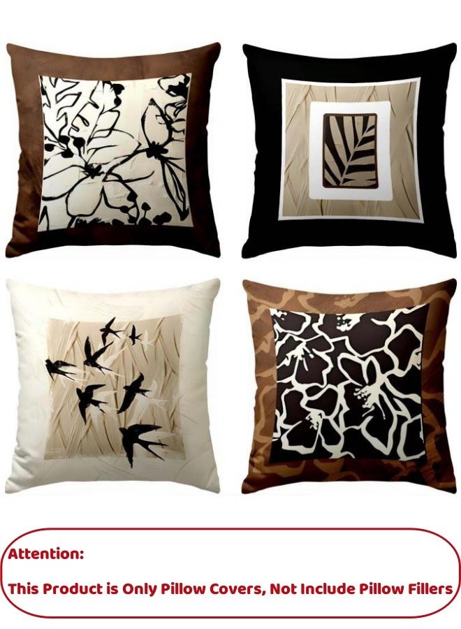 Optico Throw Pillow Covers, Set of 4 Cushion Covers 18x18 inch Pillow Covers Living Room Pillow Covers Fabric Pillow Case for Sofa Car Beach Bedroom Cushion Cover - Image 3