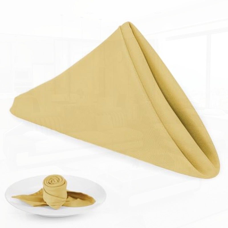 PLOYMONO Gold Cloth Napkins - 8 Pack 17" x 17" Washable Polyester Napkins Heavy Duty 180 GSM Cloth Napkins with Hemmed Edges - Great for Restaurants Weddings Parties Banquets Dinner - Image 1