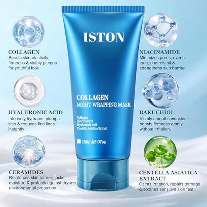 ISTON Collagen Night Wrapping Mask for Glass Skin - Overnight Peel Off for Firmer, Hydrated & Radiant Skin with Hydrolyzed Collagen, Gently Formulated for All Skin Types - 5.07 fl Oz - Image 2