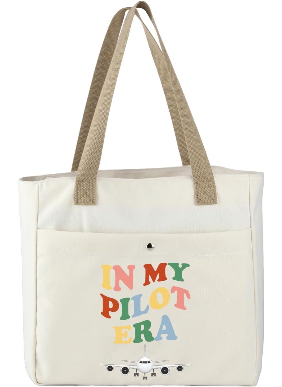 MBMSO MBMSO Pilot Tote Bag in My Pilot Era Pilot Gift for Fly Girl Beach Bag Pilot Mom Gift Aviation Gift for Pilot Graduation Gift  - Image 2
