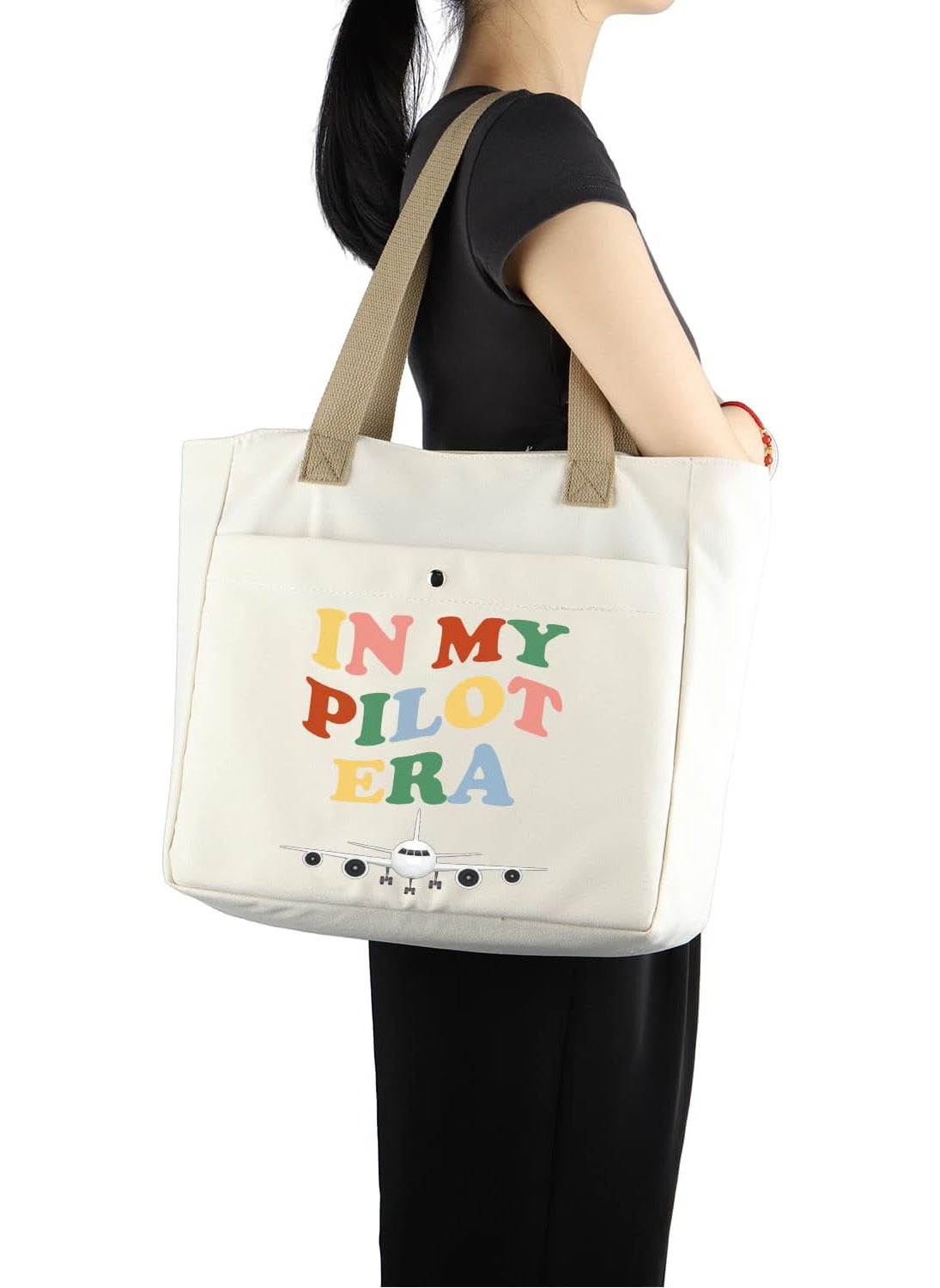 MBMSO MBMSO Pilot Tote Bag in My Pilot Era Pilot Gift for Fly Girl Beach Bag Pilot Mom Gift Aviation Gift for Pilot Graduation Gift  - Image 4