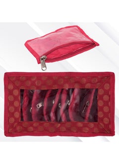 Kuber Industries Kuber Industries Brocade Jewellery kit with 10 Pouch|Solid Print With Waterproof Outer Material|10 Pouches & Zipper Closure|Size 26 x 12 x 15, Pack of 1 (Pink)  - Image 5