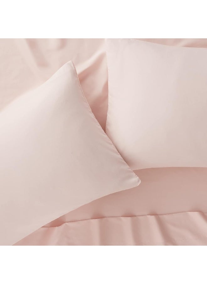 Serta - Serta Simply Clean Super Soft Hypoallergenic Stain Resistant Deep Pocket 4 Pieces Solid Bed Sheet Set, Queen, Blush Pink - Image 1