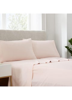 Serta Serta Simply Clean Super Soft Hypoallergenic Stain Resistant Deep Pocket 4 Pieces Solid Bed Sheet Set, Queen, Blush Pink  - Image 1