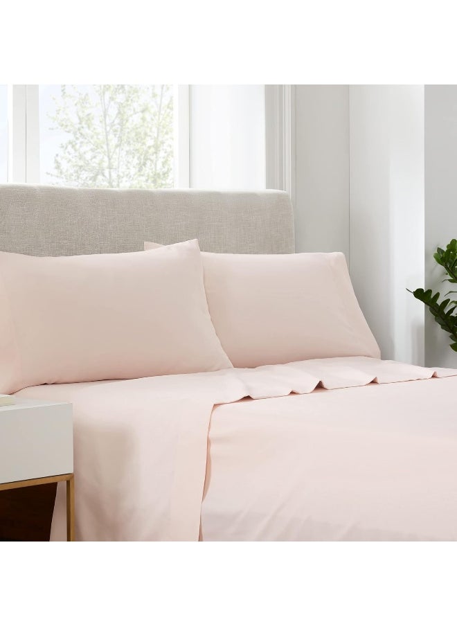 Serta - Serta Simply Clean Super Soft Hypoallergenic Stain Resistant Deep Pocket 4 Pieces Solid Bed Sheet Set, Queen, Blush Pink - Image 1