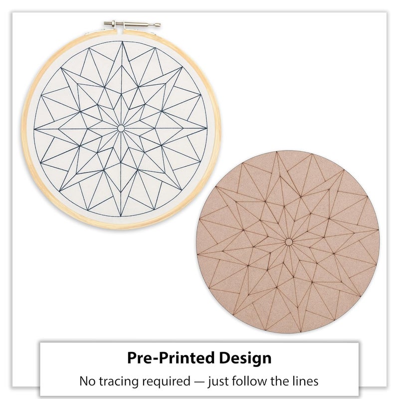 picknMAKE Mandala Art Kit for Adults | Combo of Mandala Embroidery Kit & Mandala Coloring Kit | DIY Craft Kit with Water Colors, Painting Brush, Threads, Hoop, Needle & All Materials | New Hobby Kit - Image 5