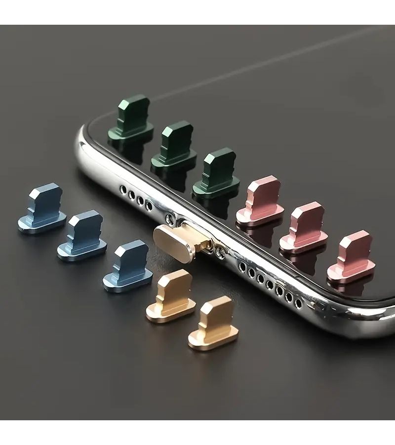 3 Piece Silvery Aluminum Anti Dust Plug Covers for Phone and Tablet - Image 3