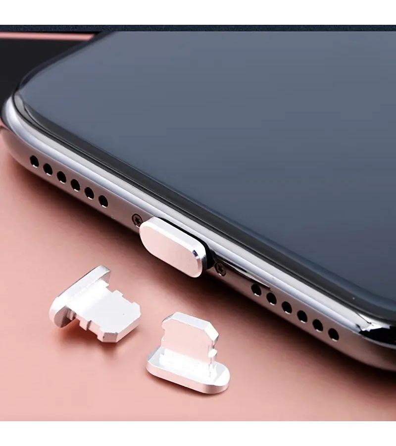 3 Piece Silvery Aluminum Anti Dust Plug Covers for Phone and Tablet - Image 5