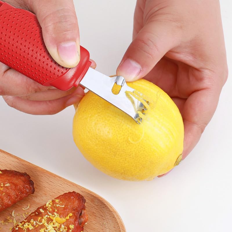 Pisol Lemon Citrus Orange Zester and Grater Tool, Cheese Grater & Vegetable Grater for Lime, Garlic, Ginger, Chocolate, Fruits, Dishwasher Safe, Red - Image 3