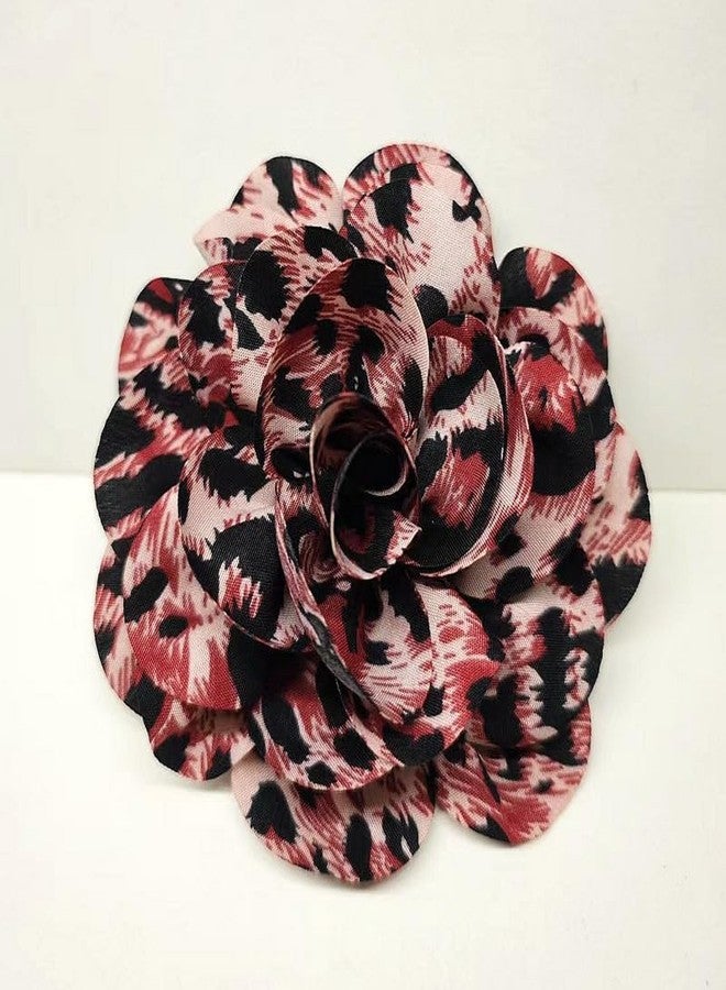 MarveBard Classic Leopard Print Large Flower Brooch for Women Vintage Handmade Extra Large Satin Fabric Floral Brooch Pin Dainty Leopard Rose Flower Large Pin Elegant Clothing Hat Bag Accessories Christmas Wedding Bridal Birthday Jewelry (Magenta) - Image 3