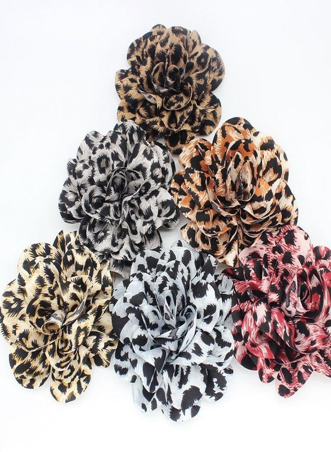 MarveBard Classic Leopard Print Large Flower Brooch for Women Vintage Handmade Extra Large Satin Fabric Floral Brooch Pin Dainty Leopard Rose Flower Large Pin Elegant Clothing Hat Bag Accessories Christmas Wedding Bridal Birthday Jewelry (Magenta) - Image 4