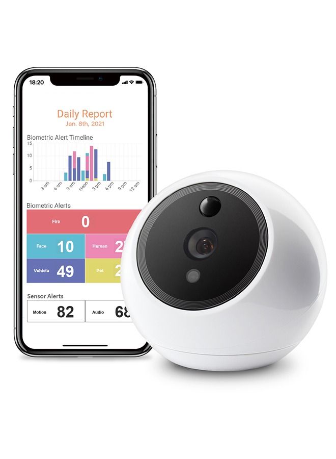 Amaryllo Apollo Smart Security Camera 360° Auto Tracking, Full HD 1080p, Night Vision, Facial Recognition & Fire Warning Support - Image 1