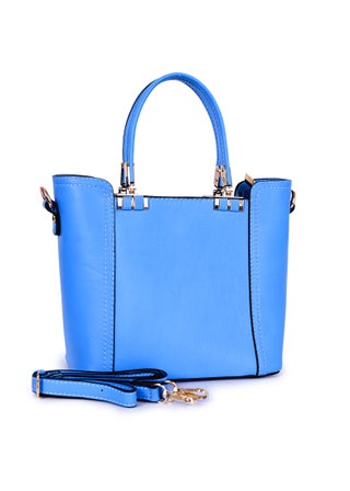 Chic Sky Blue Top-Handle Handbag with Detachable Strap