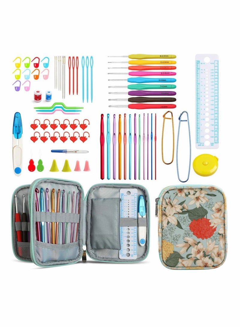 NIBEMINENT Crochet Hook Case Knitting Needles Crocheting Tools Storage Bag Accessories Travel Organiser Ergonomic Hooks Empty Organizer for Portable Zipped Holder - Image 2