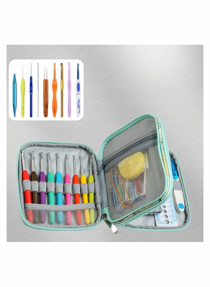 NIBEMINENT Crochet Hook Case Knitting Needles Crocheting Tools Storage Bag Accessories Travel Organiser Ergonomic Hooks Empty Organizer for Portable Zipped Holder - Image 3