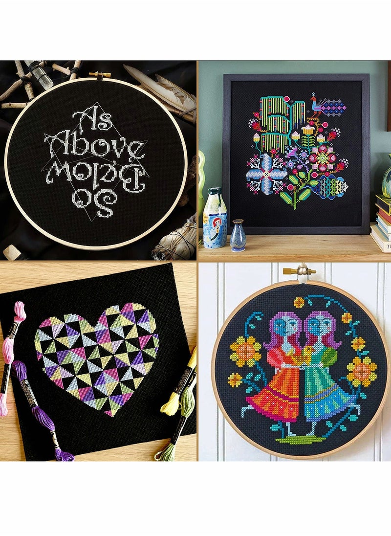 Y&D Cross Stitch Aida Cloth Embroidery Cross-Stitch Fabric 14 Count Black Easy to use Patterns Pictures 12 by 18-Inch 6 Pcs  - Image 2