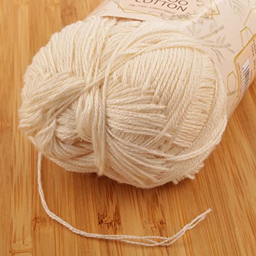 BambooMN JubileeYarn Baby Soft Bamboo Cotton Yarn - 50g/Skein - Moon Beam - 4 Skeins - Image 3