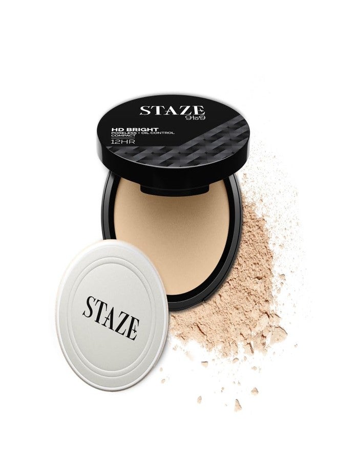Staze 9to9 HD Bright Compact | 12hrs long stay | Poreless Matte Finish + Oil Control | Evens out Complexion, Blends effortlessly | Lightweight Microfine Formula with Vitamin E | 125W Vanilla 9g - Image 1