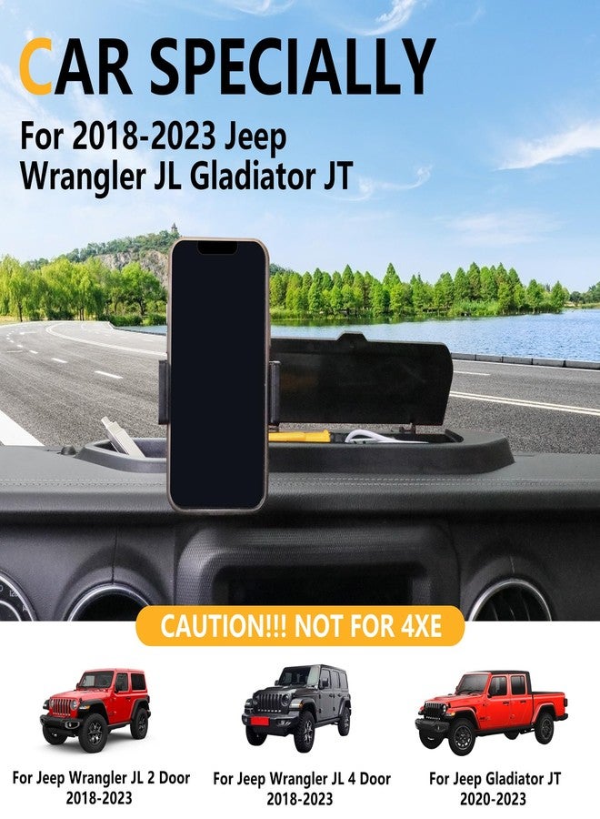 RERPRO Dash Phone Mount Holder Compatible with 2018-2023 Jeep Wrangler JL 2/4 Door Gladiator JT Accessories Center Console Storage Box Dashboard Tray with Cover, Not for 4XE, 1 Pack Black - Image 2