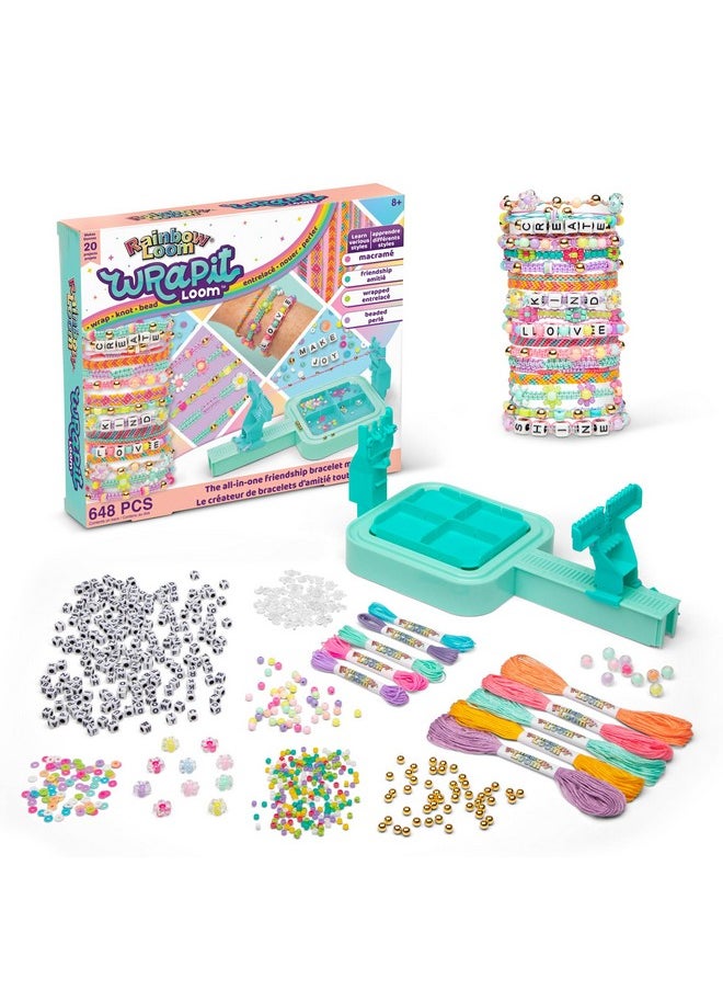 راينبو لووم Rainbow Loom: Wrap it Loom Bracelet Maker - DIY Friendship String Bracelet Kit، 600 حبة، 4 أنماط للأساور، نشاط صناعة المجوهرات، للأطفال من سن 8 سنوات فما فوق  - Image 1