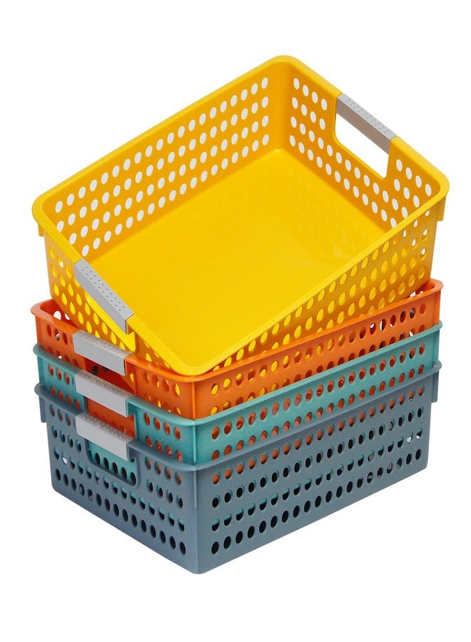 Soddeph A4 Paper Trays for Classroom with Grip Handles,Book Baskets for Library, Drawers, Office, Home,Desk,Turn in Trays Classroom Plastic Storage Baskets - Image 1