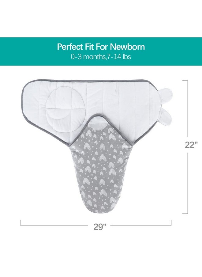 Biloban - Baby Swaddles 03 Months For Boy Girls Warm Quilted Baby Swaddle Newborn Swaddle Adjustable Swaddle Blanket Lovely Grey Hearts 1 Pack - Image 1