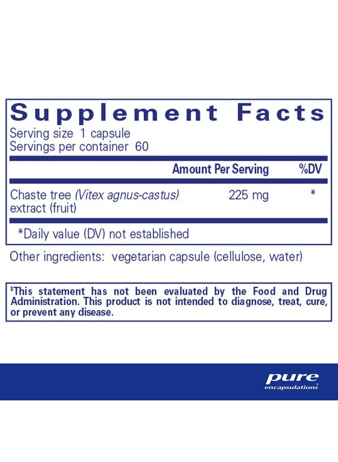 Pure Encapsulations Chaste Tree (Vitex) - Supports Menstrual Cycle Regularity - for Breast Comfort* - Women's Supplement - Hormonal Balance Support - Non-GMO & Vegan - 60 Capsules - Image 2