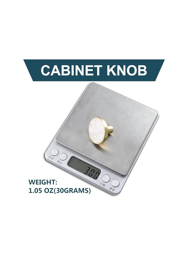 promass 12 Pack Gold Knobs for Dresser Drawers, Pulls Cabinet Drawer Dresser Knobs, Brass Dresser Knobs Round Cabinet Knobs for Kitchen Cabinet Cupboard Door Decorative Furniture Hardware, White - Image 4