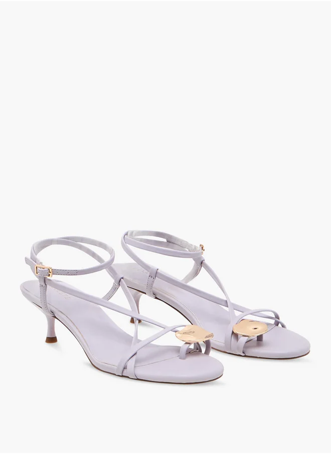 Celeste Women's Solid Slingback Sandals with Kitten Heels and Buckle Closure