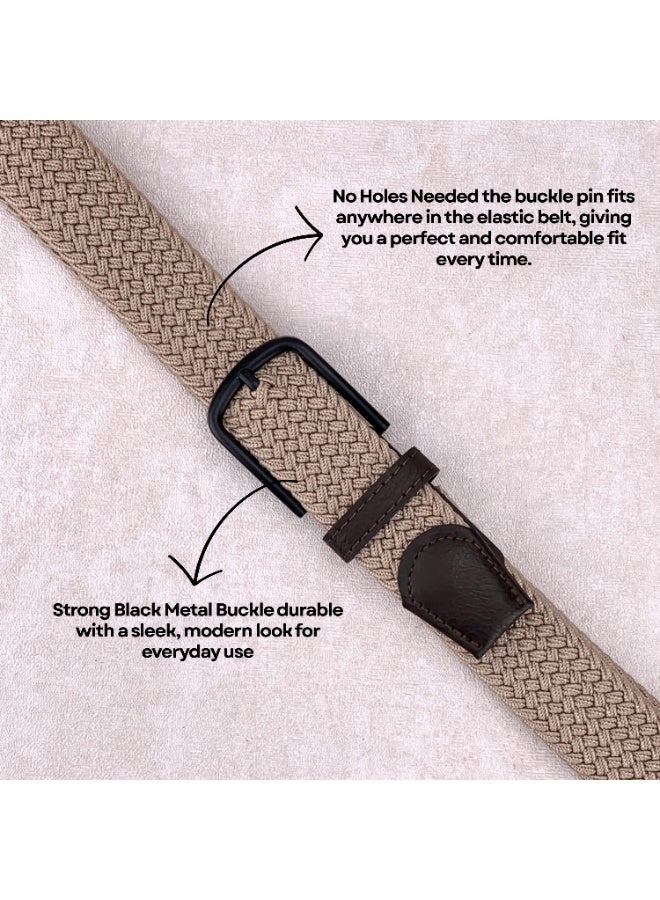 Classic Milano Braided Cotton Elastic Stretch Belt for Men & Women, Woven Canvas Web Belt with Gift Box, Adjustable Men's Belt | Full Length: 110CM (Free Size - Fits up to the waist of 40 Inches / 100 CM) - Image 3