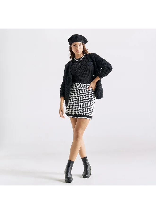 Splash FAV Textured Cardigan with Embellished Button Accents and Pockets