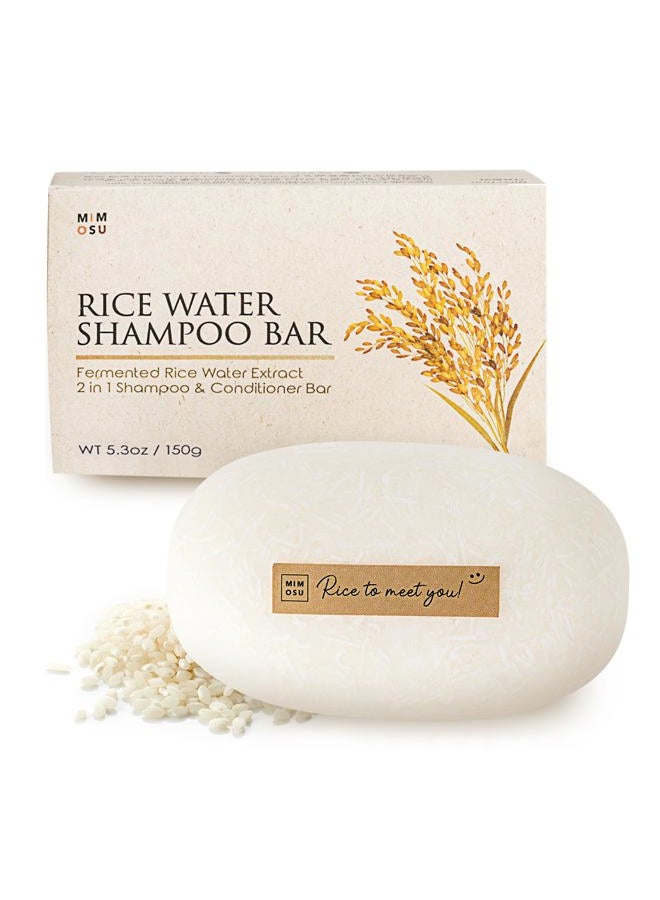 mimosu Hair Growth Shampoo Bar, Fermented Rice Water 2-in-1 Shampoo & Conditioner, 5oz, Unscented, pH Balanced, Solid Bar for Oily Hair, Korean Hair Care - Image 1