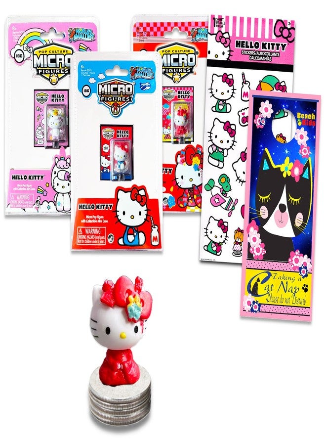 هالو كيتي مجموعة هدايا حفلات هيلو كيتي المصغرة - 3 قطع من أصغر مجسمات الألعاب المصغرة في العالم مع ملصقات | لوازم حفلات هيلو كيتي للأطفال - Image 2