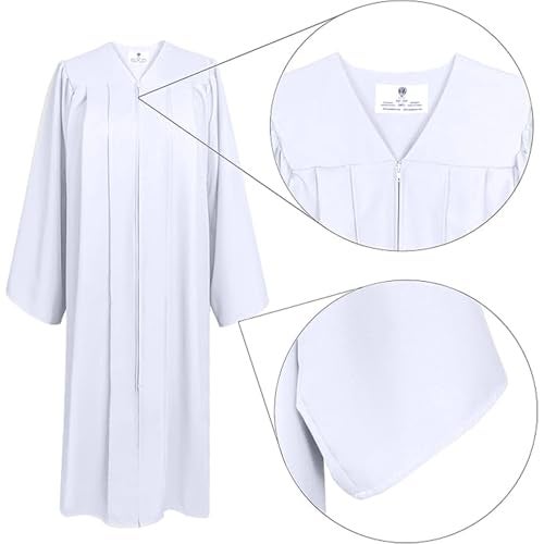 GradPlaza Matte Choir Robe for Church Baptism Officiant Confirmation Costume,Graduation Gown for School,Judge Robe,Pastor Robes White Size 51 - Image 4