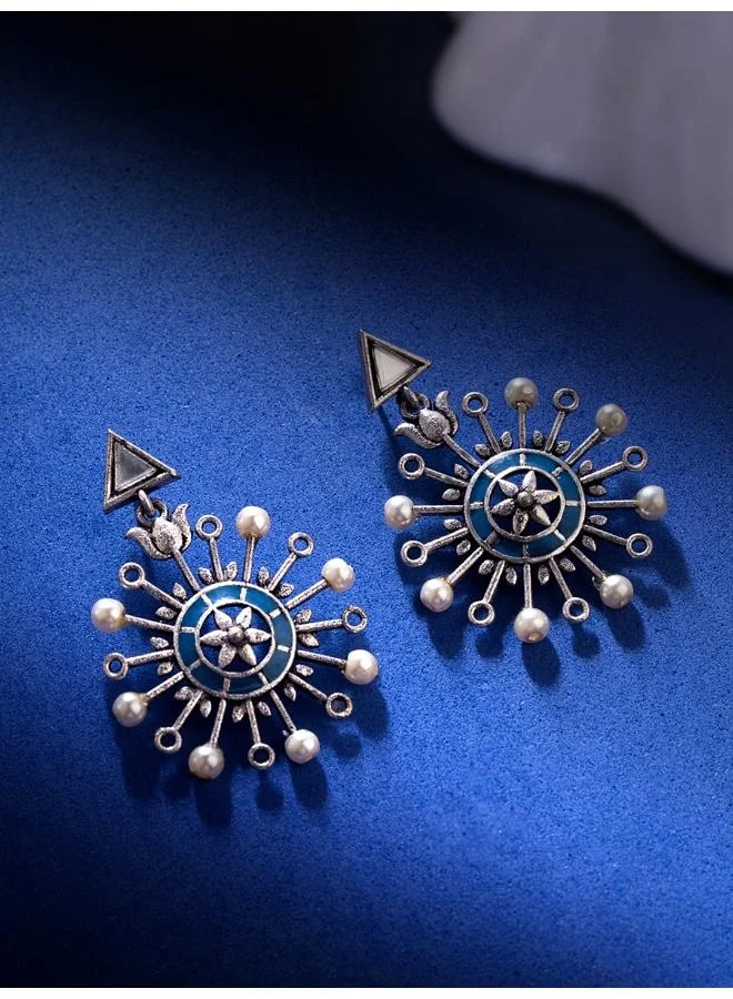 VOYLLA Indigo Affair Pin Wheel Earrings