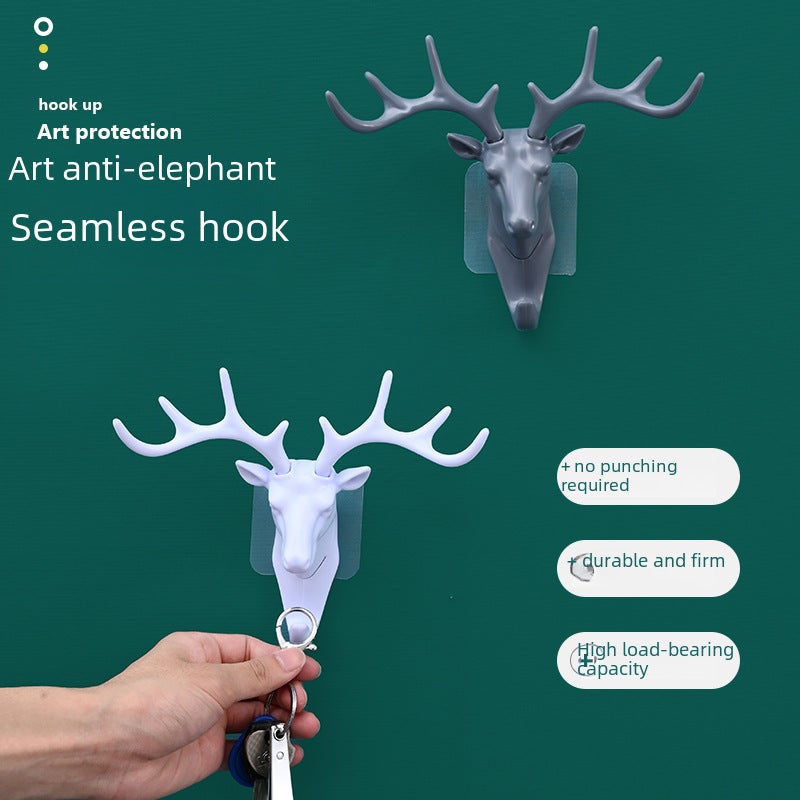 Creative Deer Head Wall Hook No-Drill Black - Image 2