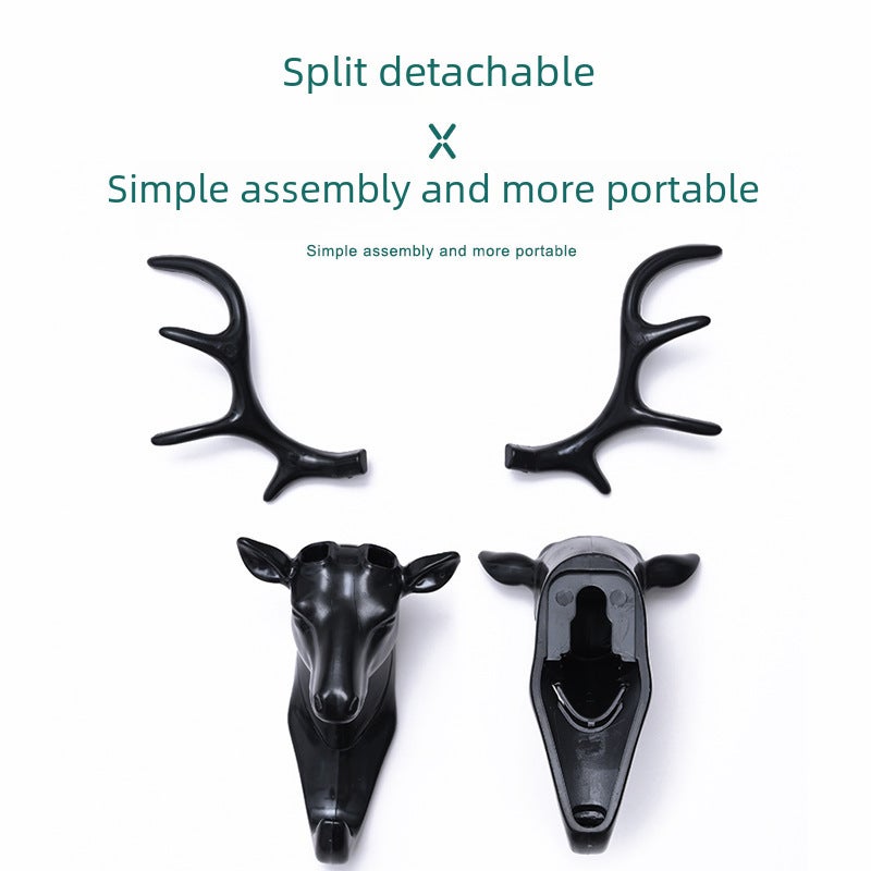 Creative Deer Head Wall Hook No-Drill Black - Image 4