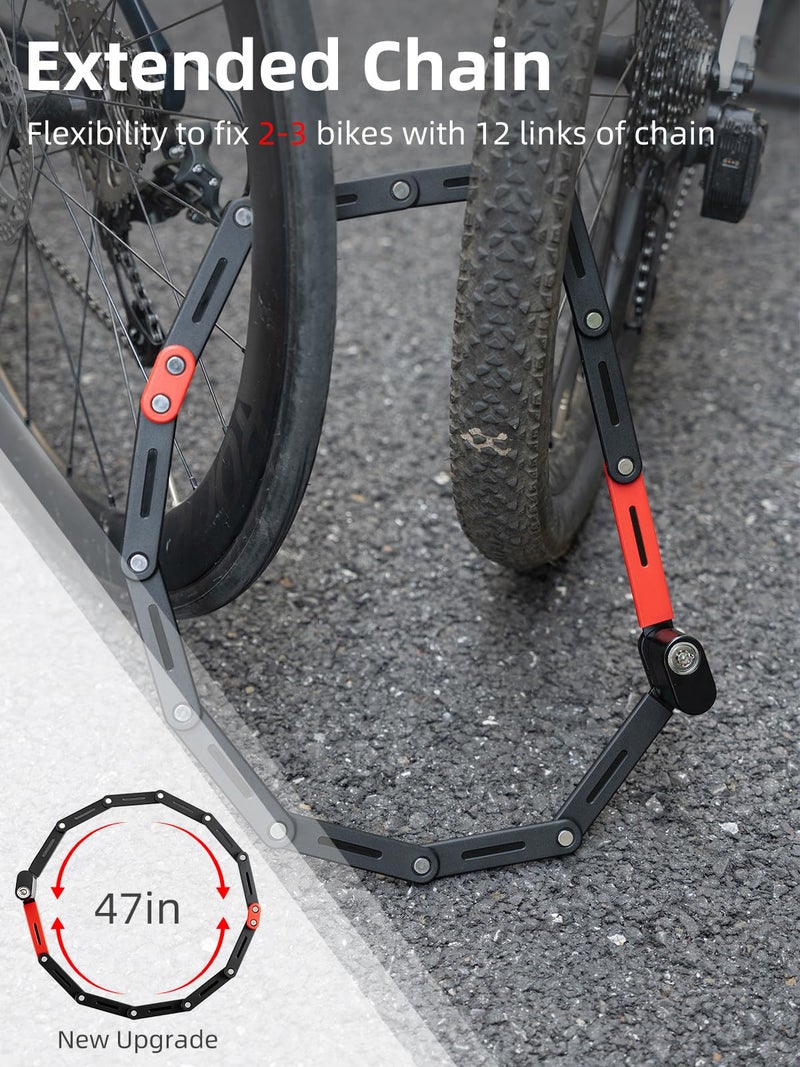 ROCKBROS Folding Bike Lock 120cm/47.24inch with 2 Keys Bike Locks E Bicycle Non Theft Heavy Duty Electric Scooter Lock for Ebike Motorcycle E Bicycle - Image 3