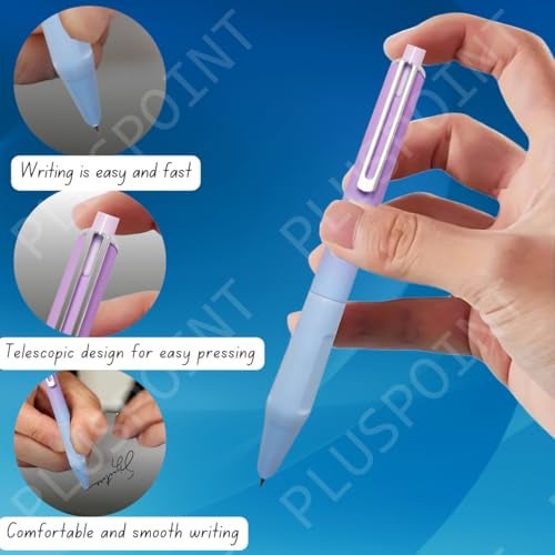 PLUSPOINT Fountain Pen For Students Iridium Tip Nib Refillable Click Fountain Pen Set(2Pcs)With 6 Ink Refills Light Weight Pen Kawaii Stationery Gift Perfect For Office And Kids School Use(Nebula)Blue - Image 3