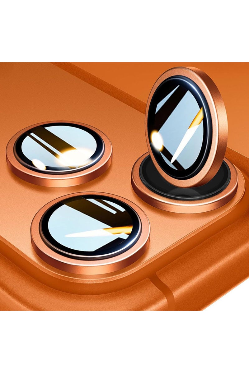 Tempered glass for iPhone 17 Pro Orange Aluminium Alloy Tempered Glass For iPhone 17 Pro Max Lens F