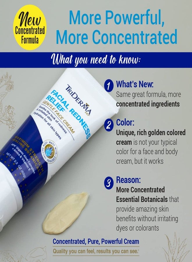 TriDerma كريم الوجه المهدئ لتخفيف احمرار الوجه من تريدرما، مرطب يومي مهدئ ومخفف للاحمرار، يصلح لون البشرة غير المتساوي، للبشرة المتهيجة أو الحساسة | نهار/ليل | (2.2 أونصة. أنبوب) - Image 2