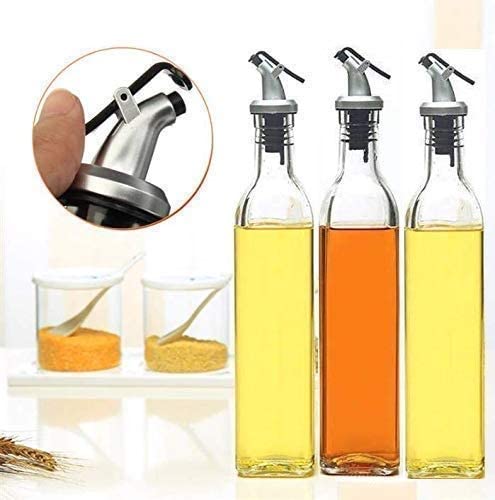 KIDINGTON Oil and Vinegar Dispenser BottleOil Bottle for Kitchen CruetGlass Cooking Oil and Vinegar Cruet No Drip with Stainless Steel FunnelKitchen Sauce Bottle Dispenser 500ml 3 Pcs 3 - Image 2