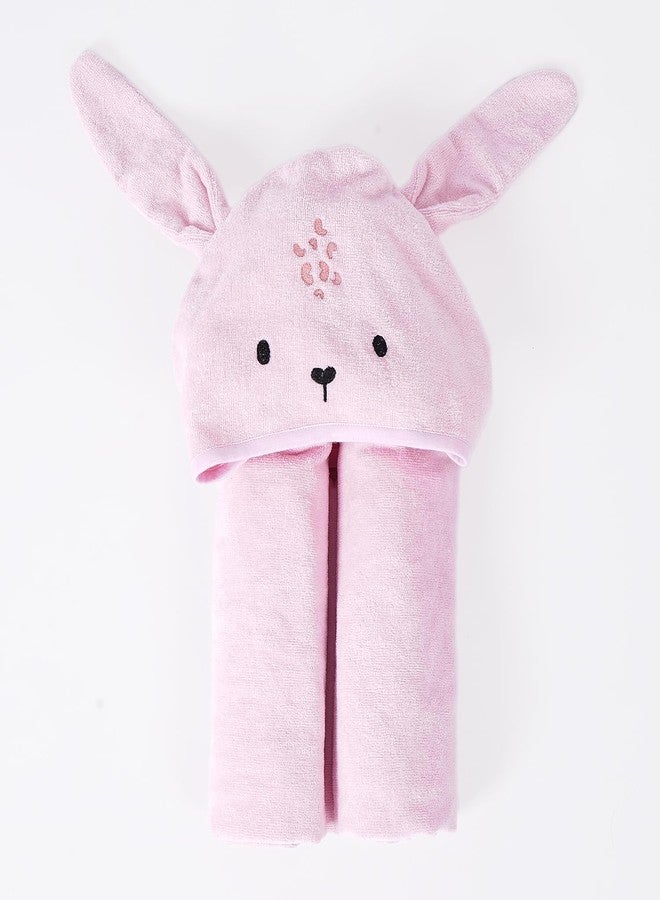 TIDY SLEEP Hooded Baby Bath Towel for New Born, Super Soft, Highly Absorbent, Toddler Bath Towel 68X130 cm Pink Bunny - Image 2