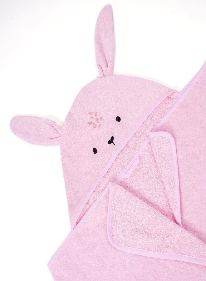 TIDY SLEEP Hooded Baby Bath Towel for New Born, Super Soft, Highly Absorbent, Toddler Bath Towel 68X130 cm Pink Bunny - Image 3