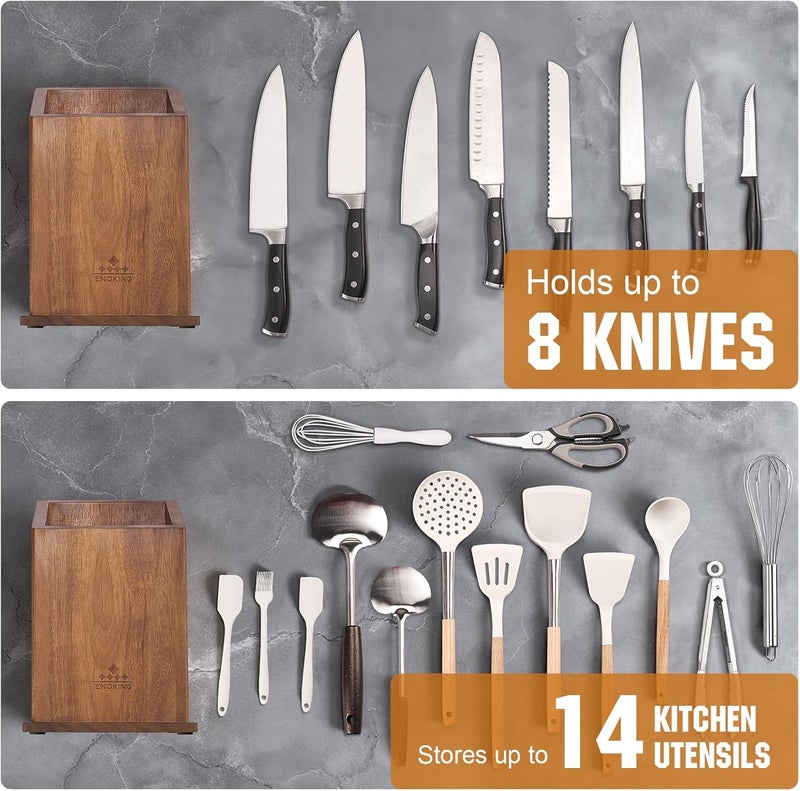 ENOKING Magnetic Knife Holder without Knives, Acacia Wood Kitchen Utensil Holder with Strong Magnet, Universal Knife Block for Knives, Scissors & Utensils - Image 4