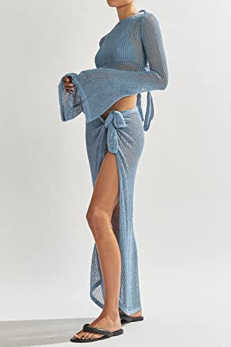 LANNEW Women's Swimsuits Cover Ups Set for Crochet Bathing Suit Hollow Out 2 Piece Bikini Coverup Beach Swimwear - Image 2